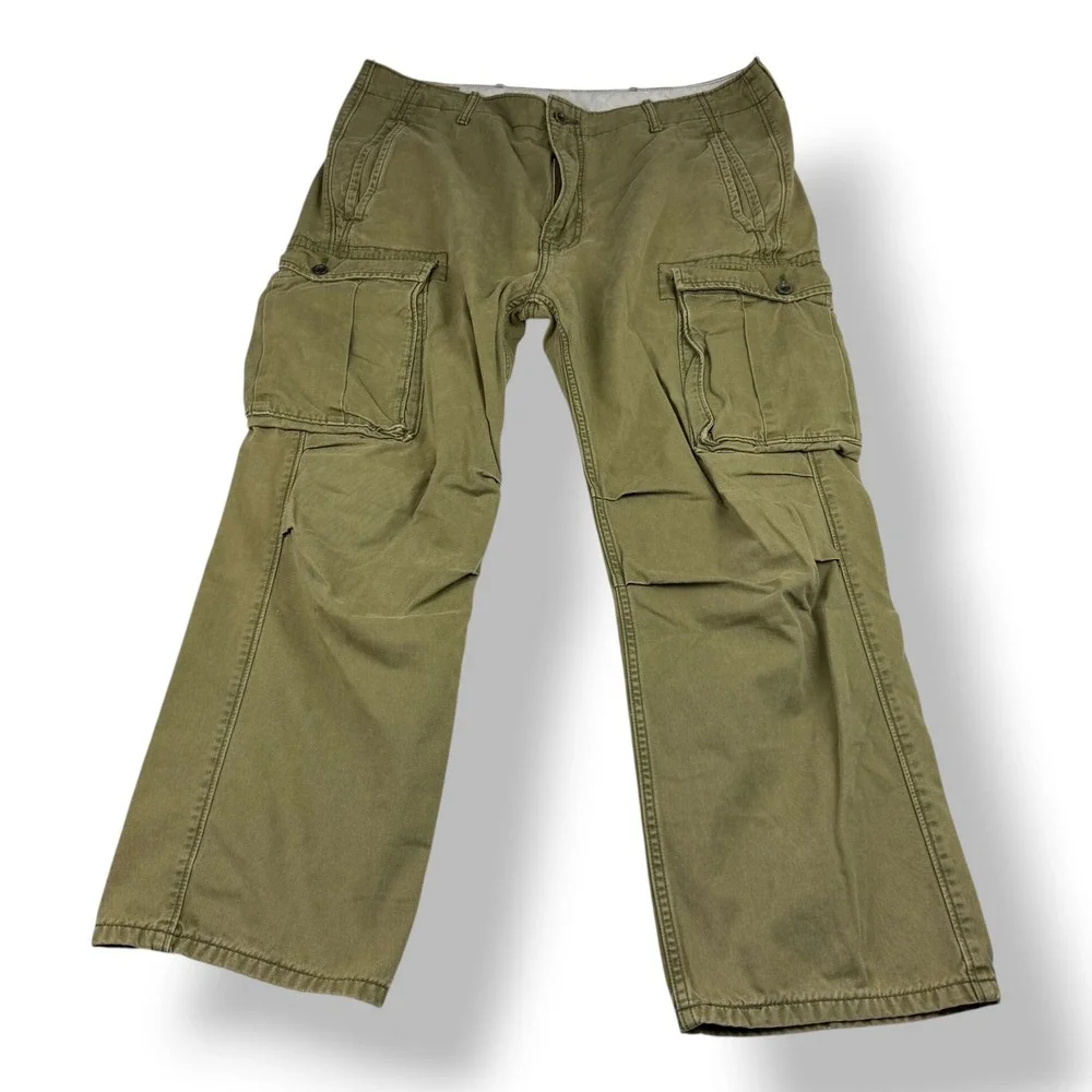 Levis Mens Cargo‎ Pants Olive Green 100% Cotton W36 L28 Relaxed Fit 12462-0004